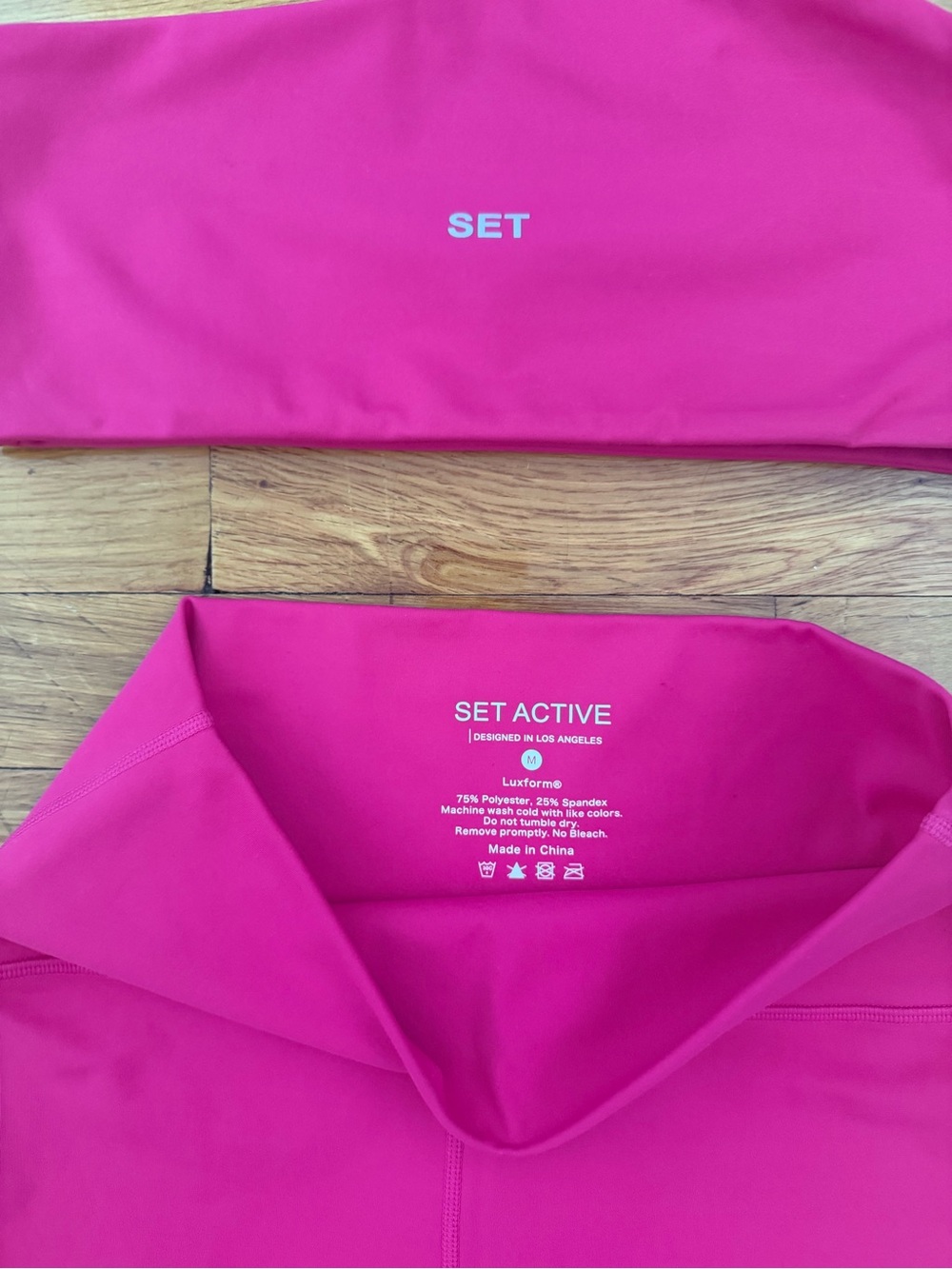 SET Active Pink Sports Bra & Shorts Set Size Medium - Picture 4 of 6